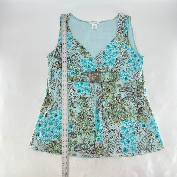 Dressbarn Woman Turquoise Paisley Print Sleeveless V Neck Tunic Top Plus Size 2X - Picture 9 of 9